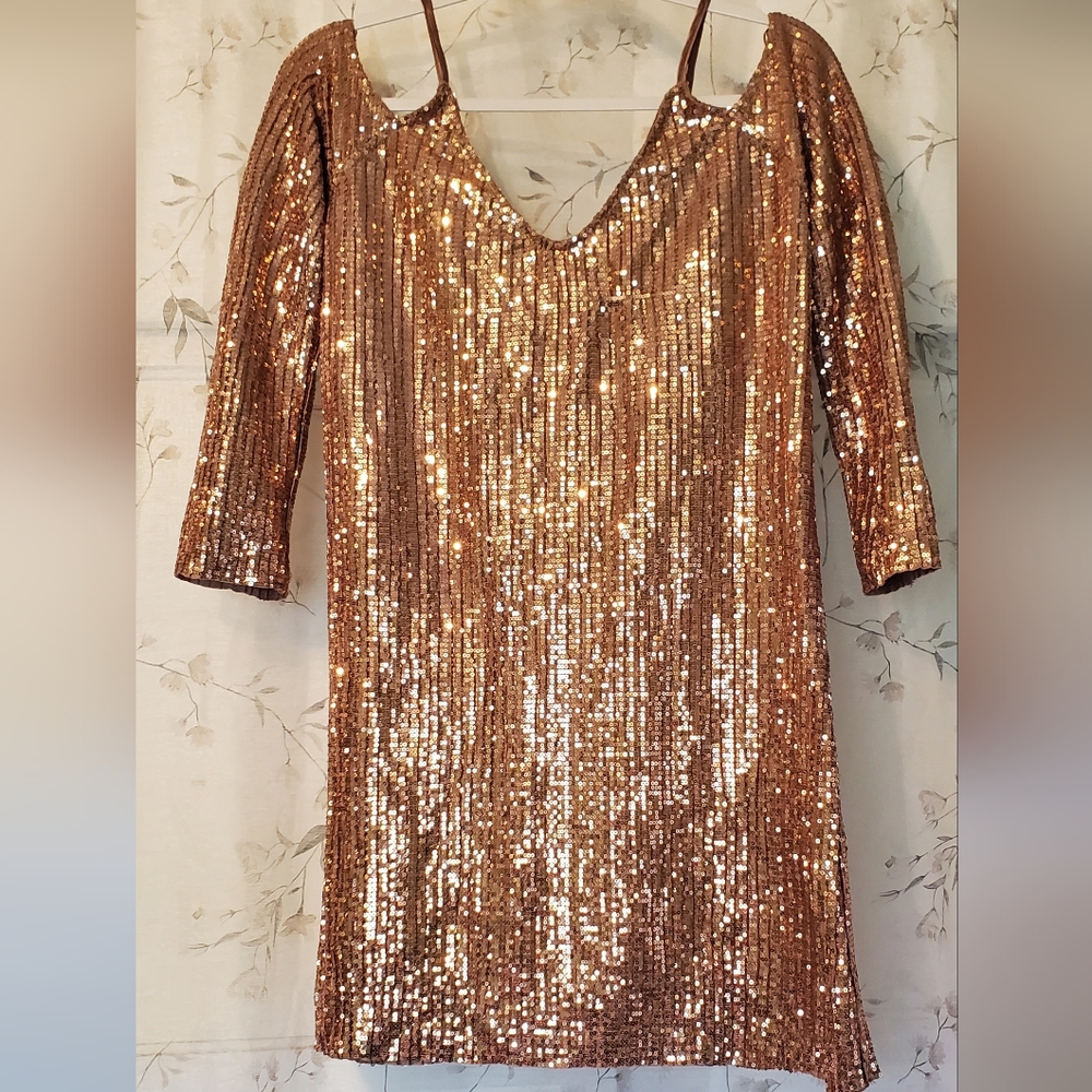 Zara Rose Gold Sequin Dress